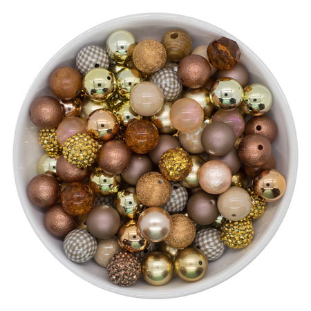 Shades of Gold, Champagne and Brown 20mm Acrylic Beads