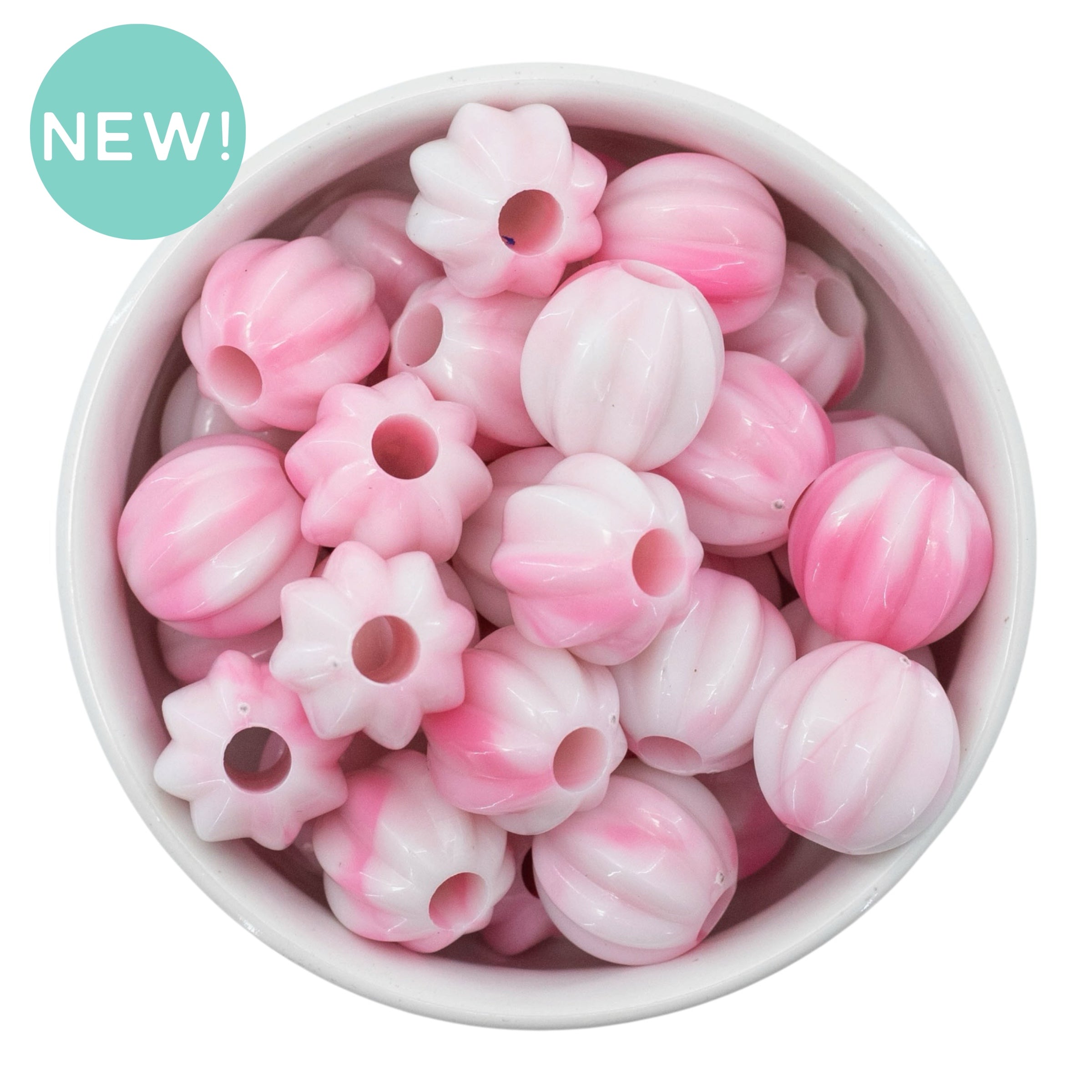 Pink Marbled Pumpkin XL Hole Beads 18mm (Package of 10)