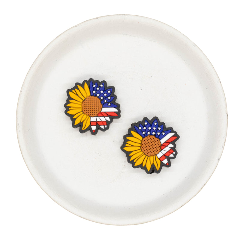 Patriotic Sunflower Silicone Focal Bead 28mm (Package of 2)