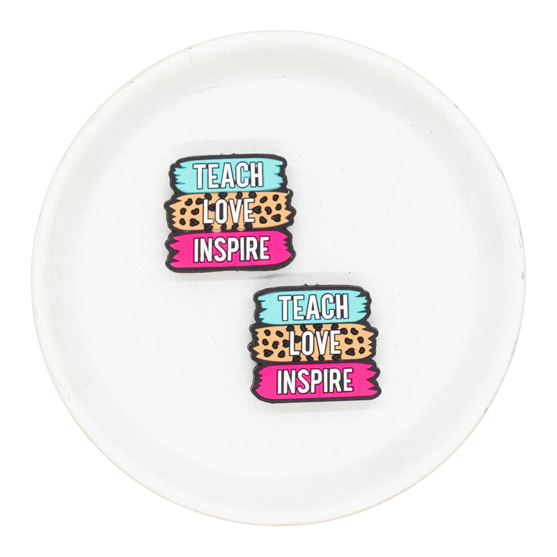 Teach Love Inspire Brushstrokes Silicone Focal Bead 25x28mm (Package of 2)