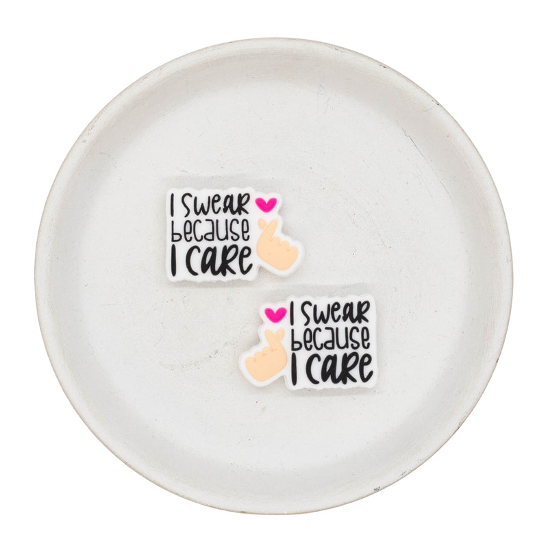 I Swear Because I Care Silicone Focal Bead 30x20mm (Package of 2)