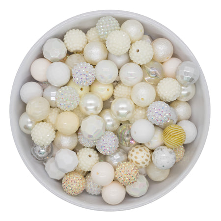 Shades of Clear, White and Ivory 20mm Acrylic Beads