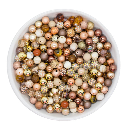 Shades of Gold, Champagne and Brown 12mm Acrylic Beads
