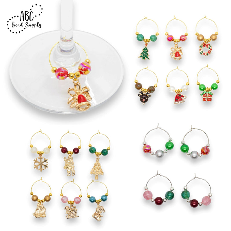 Gold Wine Glass Charm Rings/Hoop Earrings 25mm (Package of 20)
