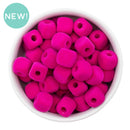 Hot Pink Square Flocked/Fuzzy Large Hole Beads 12mm Square, 15mm Diagonal (Package of 20)