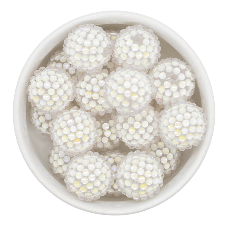 White Pebbled Illusion Rhinestone Beads 20mm (Package of 5)