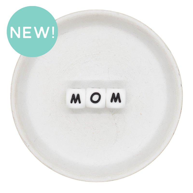 "MOM" Letter Set Silicone Beads 12mm