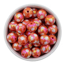 Orange Iridescent Printed Polka Dot Beads 16mm (Package of 10)