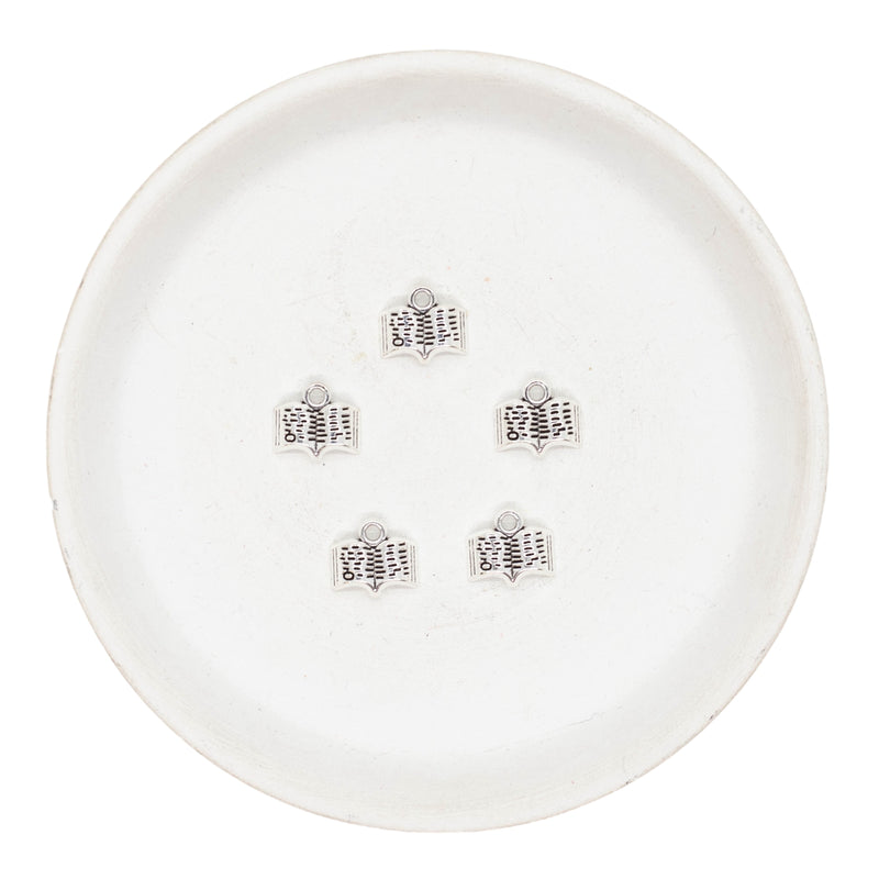 Silver Open Book Charm 10x12mm (Package of 5)