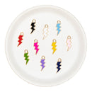 Lightening Bolt Enamel Charm Random Color Assortment 8x16mm (Package of 5)
