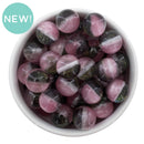 Transparent w/Double Color Glitter Light Pink and Black Beads 16mm (Package of 10)