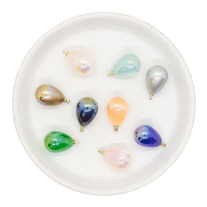 Shimmer Acrylic Drop Random Color Assortment Charm 13x20mm (Package of 5)