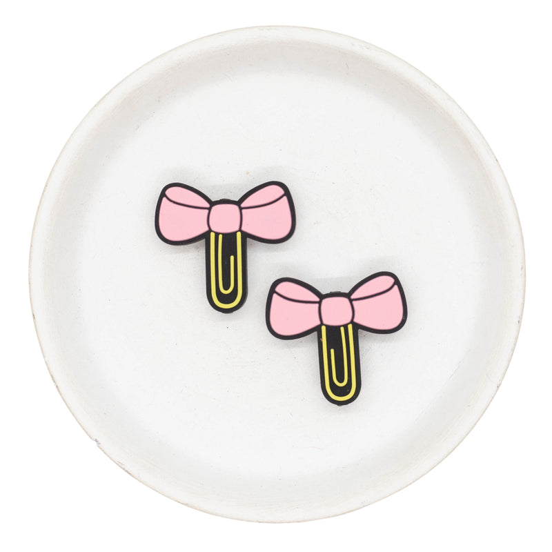 Paperclip w/Bow Silicone Focal Bead 27x30mm (Package of 2)