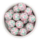 Pastel Flowers Overlay Printed Beads 20mm (Package of 10)