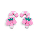 3-D Pink Candy Cane Silicone Focal Bead 32x25x11mm (Package of 2)