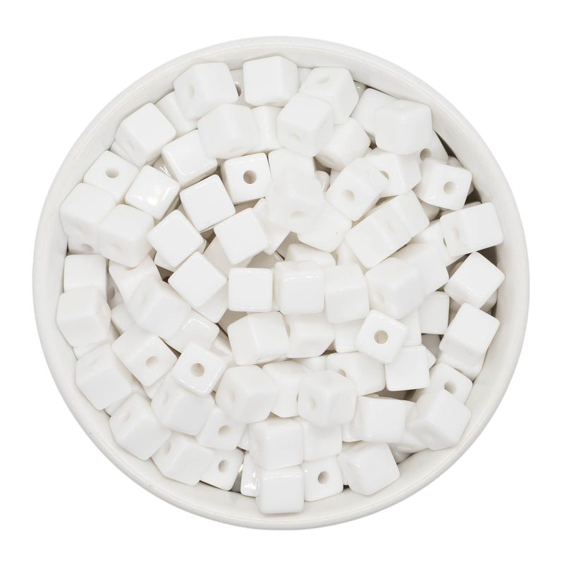 White Solid Square Beads 8mm (Package of Approx. 35 Beads)