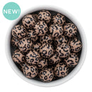 Black Leopard Print on Latte Beads 16mm (Package of 10)