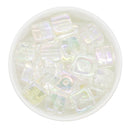 White/Clear Translucent Iridescent Square Beads 16mm Square, 20mm Diagonal (Package of 10)