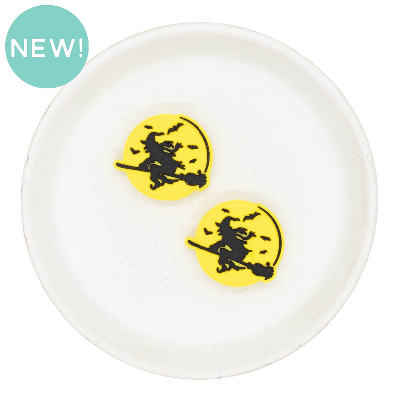Witch Flying Across Moon Silicone Focal Bead 26x29mm (Package of 2)