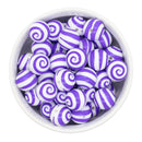 Purple Swirl Printed Silicone Beads 15mm (Package of 10)