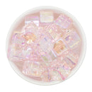 Powder Pink Translucent Iridescent Square Beads 16mm Square, 20mm Diagonal (Package of 10)