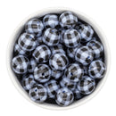 Black & Light Blue Plaid Beads 16mm (Package of 10)