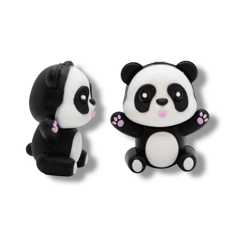 3-D Panda Silicone Focal Bead 28x25x17mm (Package of 2)