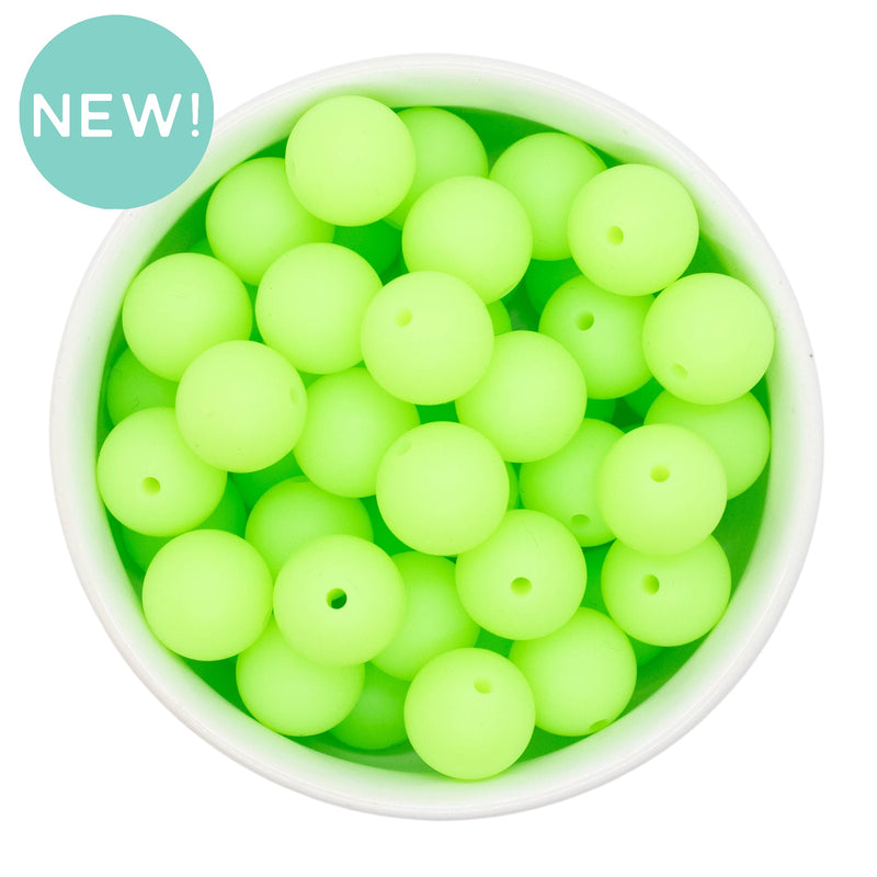 Glow in the Dark Neon Light Green Silicone Beads 15mm (Package of 10)