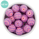 Lilac & Pink Stripe Rhinestone Beads 20mm (Package of 10)