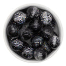 Black & Clear Shimmer Duo w/Silver Foil Beads 20mm (Package of 10)