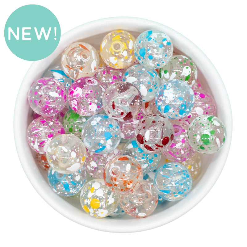 Clear w/Bold Color Splatter Variety Pack Beads 16mm (Package of 10)