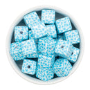 Aqua Animal Print Square Beads 16mm Square, 20mm Diagonal (Package of 10)