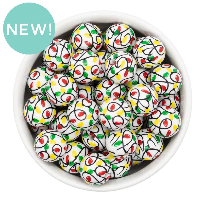 Christmas Light Printed Beads 16mm (Package of 10)