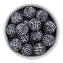 White w/Black Leopard Printed Beads 20mm (Package of 10)