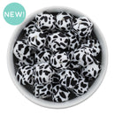 Cow Printed Hexagon Silicone Beads 14mm (Package of 5)