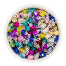 Crackle Bead Dangle Charm Random Color Assortment 8x11mm (Package of 5)