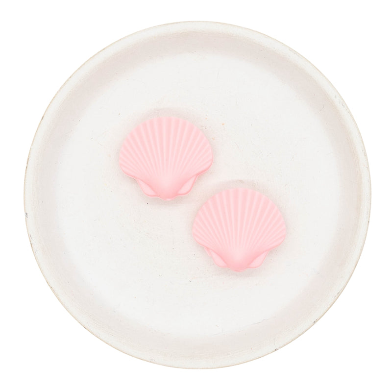 Pink Seashell Silicone Focal Bead 27x24mm (Package of 2)