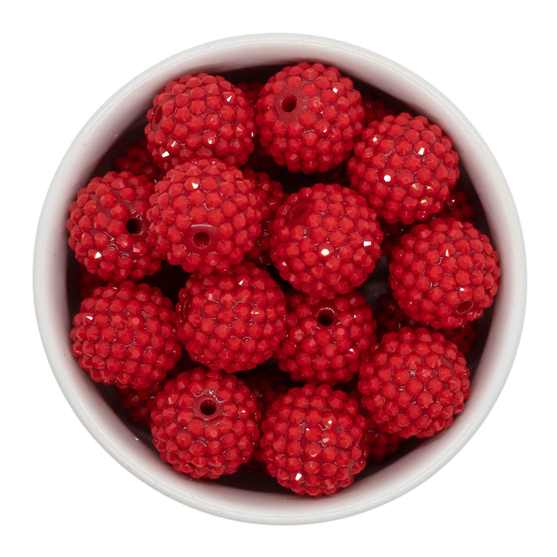 Red Opaque Rhinestone Beads 20mm (Package of 10)
