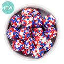 Red, White & Blue Opaque Confetti Rhinestone Beads 20mm (Package of 10)