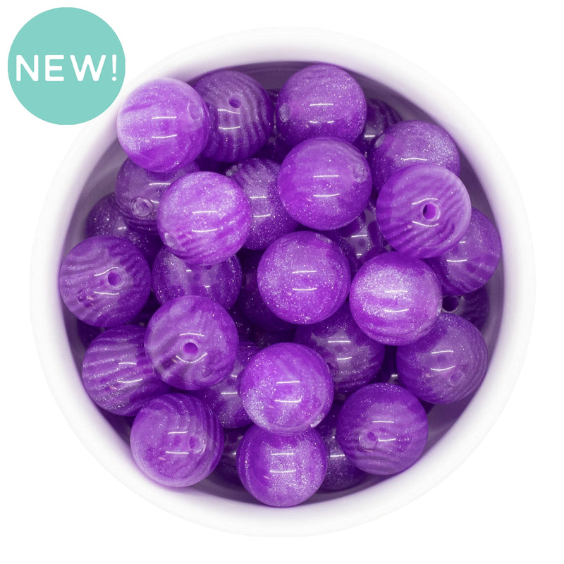 Purple Glittery Ripple Beads 16mm (Package of 10)