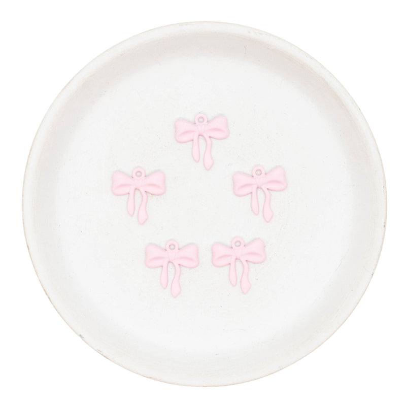 Light Pink Matte Bow Charm 16x17mm (Package of 5)