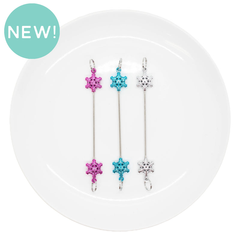 Snowflake Double Jump Ring Ends Beadable Bar - Add to your project of choice! (Package of 1)