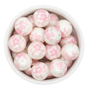 Light Pink Blossoms Overlay Printed Beads 20mm (Package of 10)