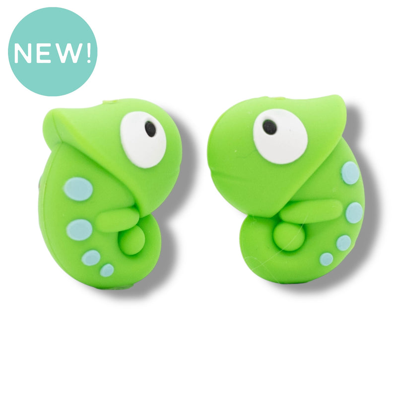 3-D Chameleon Silicone Focal Bead 27x21x16mm (Package of 2)