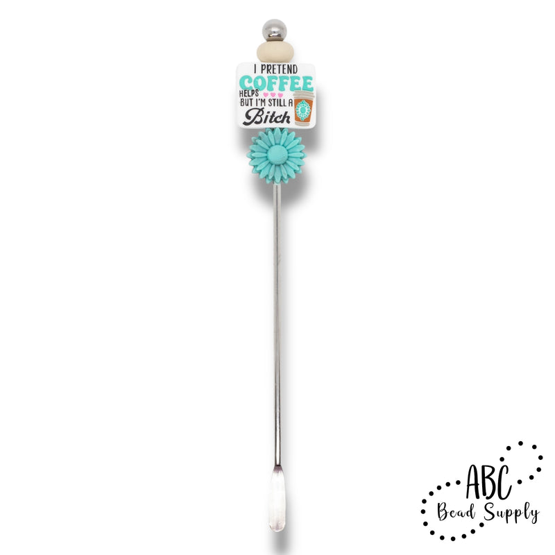 I Pretend Coffee Helps But I'm Still a Bitch Silicone Focal Bead 24x30mm (Package of 2)