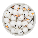 Build a Snowman Printed Silicone Beads 15mm (Package of 10 Beads/5 Sets)