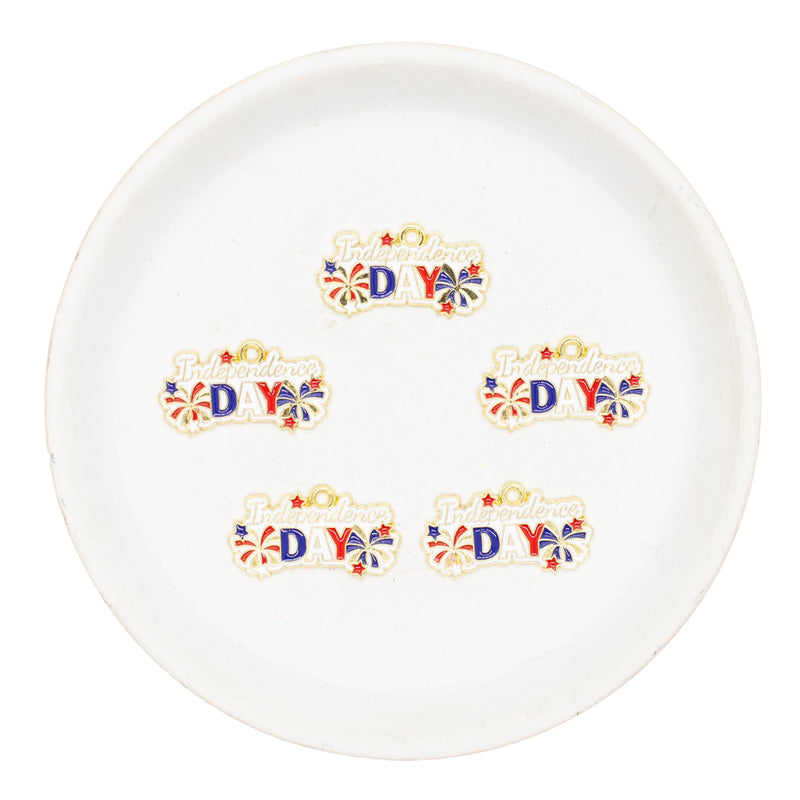 Independence Day Enamel Charm 14x26mm (Package of 5)