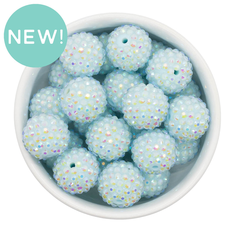 Mint Blue Rhinestone Beads 20mm (Package of 10)