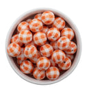 White w/Orange Plaid Beads 16mm (Package of 10)