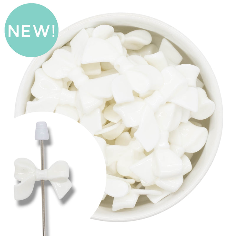 White Bow Bead 33x25mm (Package of 5)